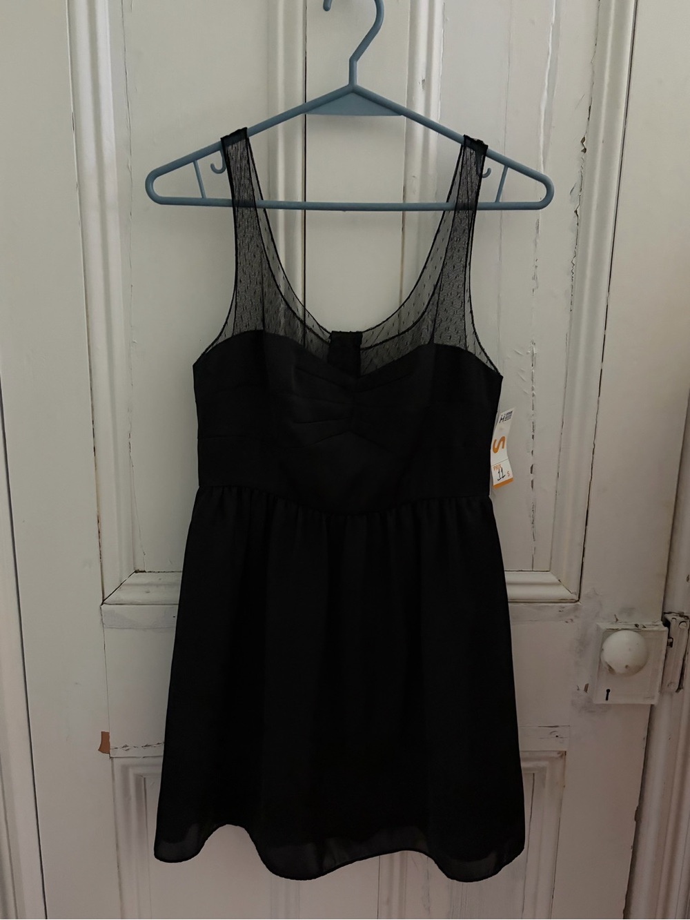 Black Sleeveless Mesh Yoke Dress